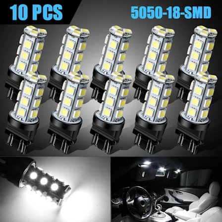 10 x 3157/3156 18SMD LED Ryggelys Bremsesignallys Pærer, 6000K Kald Hvit