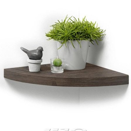 Väggmonterad Hörnhylla "Flytande" 25cm Valnöt