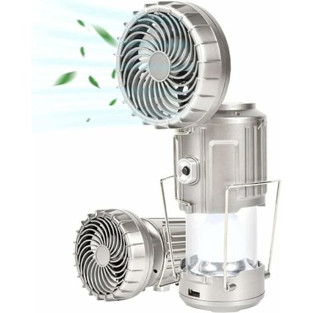 LED oppladbar campinglampe, campingviftelampe, utendørs solcellelykt, multifunksjonell bærbar campingvifte, oppladbar LED-lampe KLB