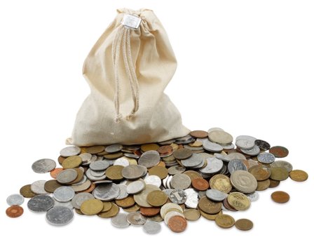 Hele verden - 1 kg mønter fra 5 kontinenter og 5 århundreder - Fint og ucirkuleret