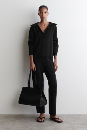 COS Women's Giacca In Maglia Con Colletto in Nero