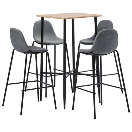 Bargrupp 5 Delar Tyg Ljusgrå Grå