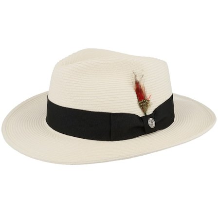 Jaxon & James - Hvid straw Hat - Summer C-crown Fedora White Straw Hat @ Hatstore