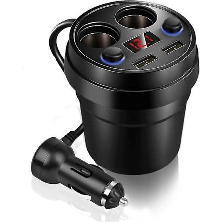 Bil Cigarettändare, 12v-24v 80w 3.1a Dubbel Usb Billaddare Mugghållare, Med Led Spänningsdisplay, För Telefon/surfplatta/pc