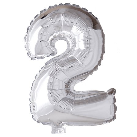 Ilmapallo numero 0-9 hopeanvärinen 41 cm Numero 2