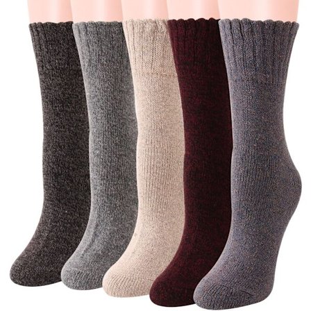 5 par tjocka termiska strumpor, ullvinterstrumpor dam, extra varma och ventilerande, stretchig unisexmodell, halkfri sula