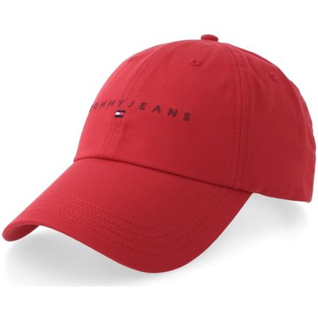 Tommy Hilfiger - Röd unconstructed Keps - Tjm Linear Logo Cap Sapphire Red Dad Cap @ Hatstore