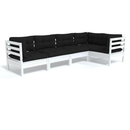 Vidaxl Loungegrupp Med Dynor 5 Delar Vit Massiv Furu Vit