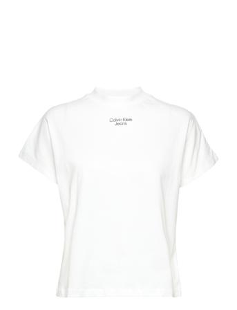 Stacked Logo Loose Tee T-shirt Top Hvid Calvin Klein Jeans