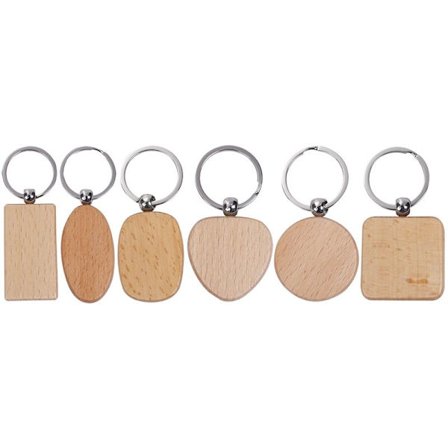 20 stk. nøglering i træ, træ, blank personlig nøglering DIY Anti Lost træ nøglering tilbehør gaver (blandet)