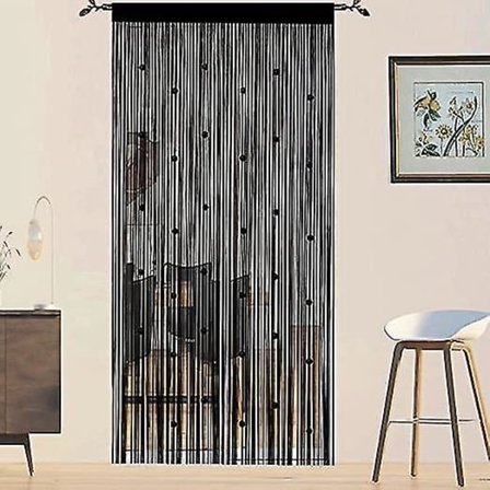 Perlegardiner (sort 100 * 200cm), Flyvende Gardiner til Døre, Vinduer, Rumdelere, Døråbningspaneler, Stuegarderobegardiner