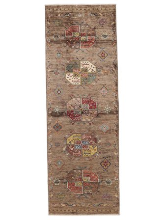 Tapis Shabargan 82X254 De Couloir Marron (Laine, Afghanistan)