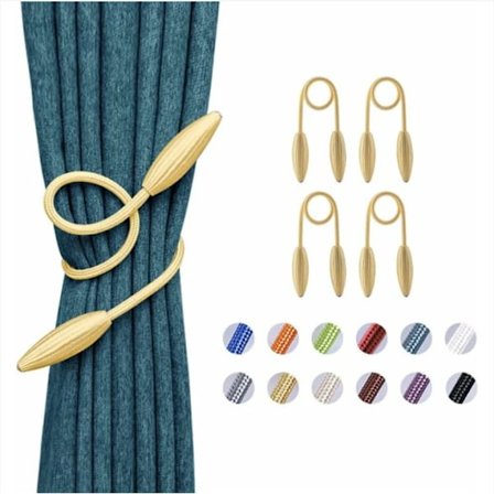 Sett med 4 (Lys Gull) Europeisk Stil Dekorativ Kreativ Twist Gardinholdere for Hjemmekontorvindu, Mørkleggings- og Skjørgardiner