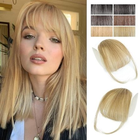 Bangs Clip In -hiukset 100% ihmishiusta - Ohuet Bangs - Ranskalaistyyliset Bangs - Bangs Temppelihiuksilla Naisille - Clip On - Ilmavat Bangs - 
