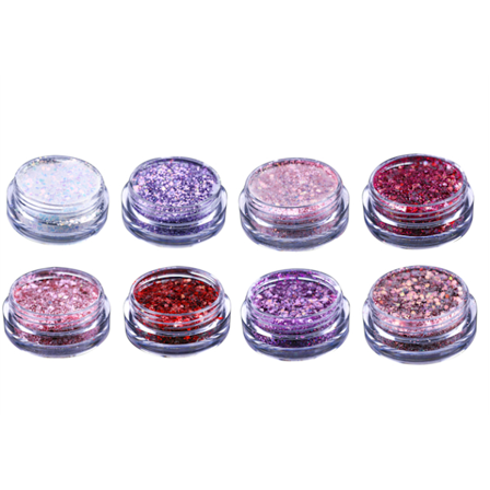Nail glitter mix - Hvit, Rosa, Lilla