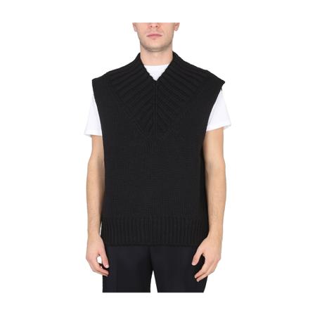 Jil Sander Sleeveless Strik Sort, Herre Slipover