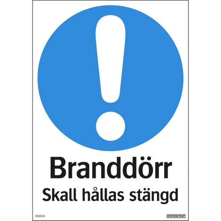 SYSTEMTEXT Skylt Branddörr stängd 210x297mm - Lyreco - Skyddsutrustning - Brandsäkerhet - Brandskyltar