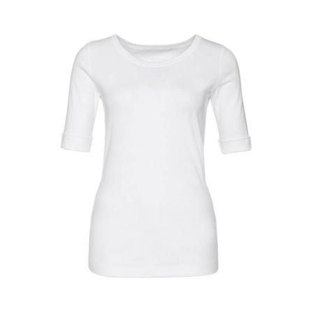 Marc Cain, Rundhals shirt with half sleeves Wit, Dames, Maat:XL