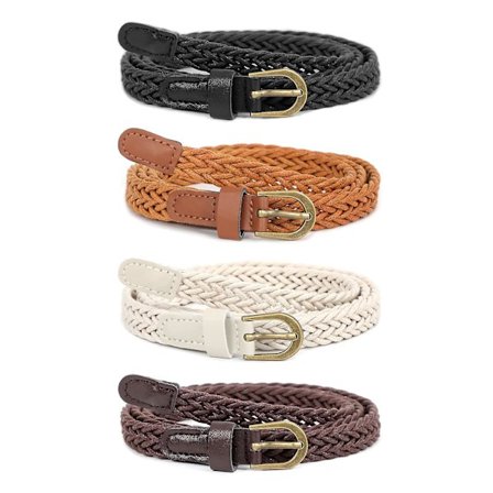 4-pak Kvinders Tynd Bælte Mode Flettet Talje Bælte Til Jeans Kjole