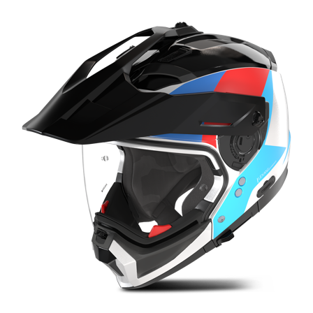 Casco Adventure Nolan N70-2 X Turbine Bianco/Nero/Blu/Blu Chiaro/Rosso Metallo M