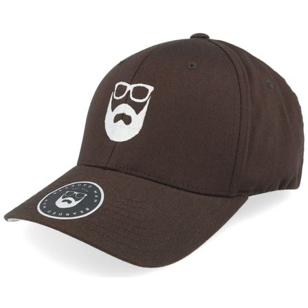 Bearded Man - Röd flexfit Keps - Logo Brown/White Flexfit @ Hatstore