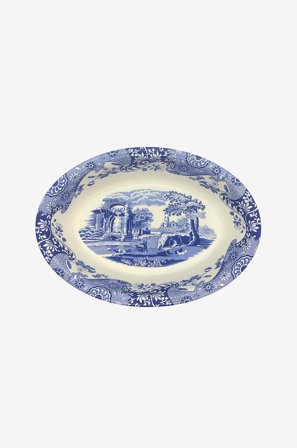 Spode - Ovaali reunallinen lautanen 28 cm Blue Italian - Sininen - Tarjoiluvadit - - Homeroom
