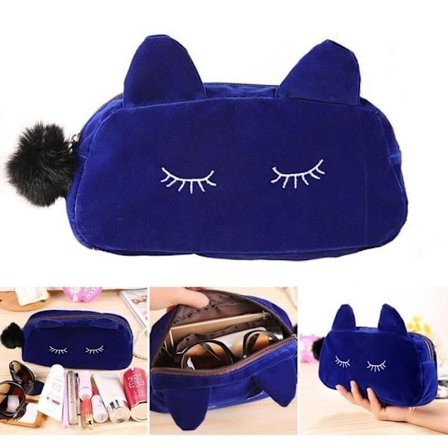 Skønhedskosmetik makeup blå rejse organizer holder toilet taske etui