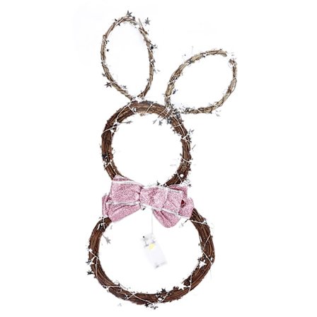 Påskkrans LED-upplyst kaninformad krans för öppen spis Vardagsrum Sovrum Matsal Påskdekor