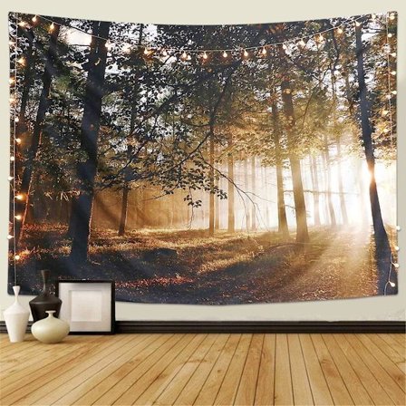 Disig sol skogsteppe veggteppe mønster veggdekorasjon soverom eller stue naturlandskap