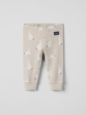 Ribbede bukser kaniner - 74 - barneklær - beige - Polarn O. Pyret