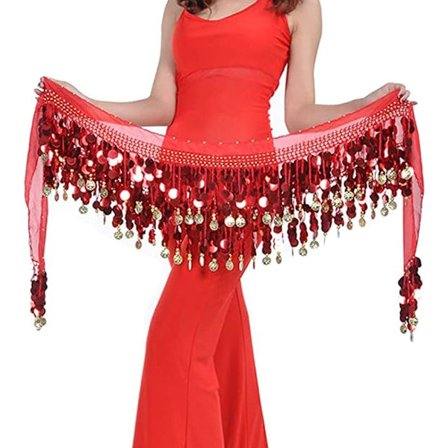 Magedans Hofte Skjerf, Paljett Magedans Skjørt Wrap for Kvinner