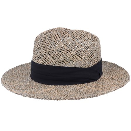 Seeberger - Beige straw Hoed - Hat Men Seagras Nature-Black Straw Hat @ Hatstore