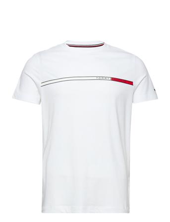 Two T Chest Stripe Tee T-shirts Short-sleeved Vit Tommy Hilfiger