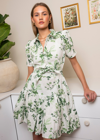 MISSMAYA - Aurora Dress Green Blossom - L