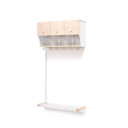 Garderobenschrank JEPPE mit Türen, Anbauteil, 900x1800 mm, Birke, weiß