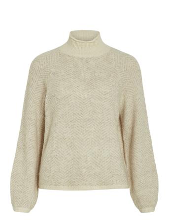 Vilory High Neck L/S Knit Top - Noos Vila Cream