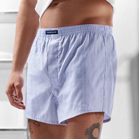 AirFeel | Striped White Loose-fit Encased Cotton Boxers for Men - Woven Boxers
