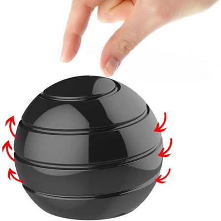 Kinetiske skrivebordsleker, full kropps optisk illusjon Fidget Spinner Ball, gaver til menn, kvinner, barn Størrelse 2,1", svart