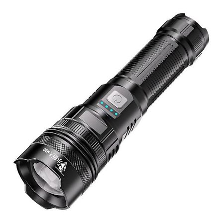 Uppladdningsbar LED-ficklampa, taktisk ficklampa med hög effekt med bärbar väska, handfackla för camping, vandring och nödsituationer