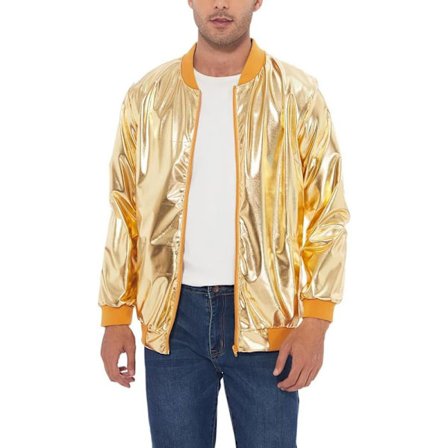 Mænds Metallic Jakke 70'er Disco Julefest Varsity Jakke