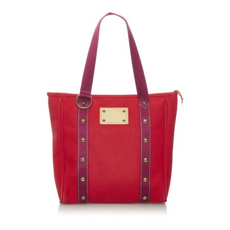 Louis Vuitton Vintage Antigua Cabas MM Fabric Canvas France , Rood , Dames , Maat: ONE Size Vintage Tassen