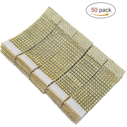 Sølv Rhinestone Bånd Servietring Bling Sæt til Dekoration 50 stk