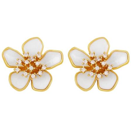 Ørepynt Vintage Zirkon Blomst Stud Mote Smykker Ac10507 white