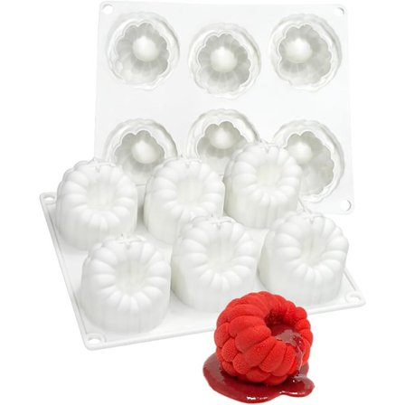 Dessertform, 6 hålrum, hallonmönster, chokladmoussetårtaform, bakform för godis, gelé och isbitar