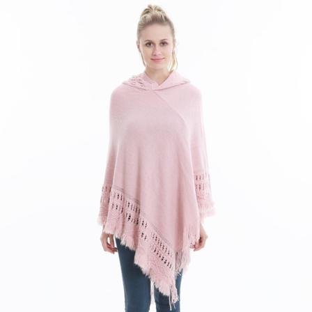 Kvinnor Stickat Höst Vinter Tröja Hood Pullover Lös plus Size Blus Sjal Pink 90cm