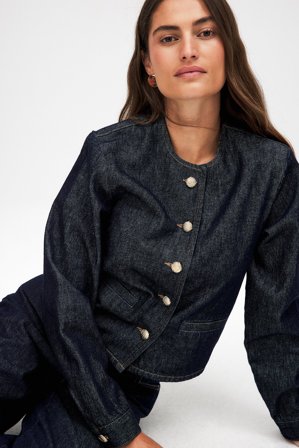 NA-KD Button Detail Denim Jacket - Jeansskjorter - Blå - EU 32