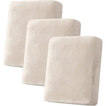 Fløjl Stretch Sofahynde Betræk (3-delt Sofahynde Betræk, Elfenben)