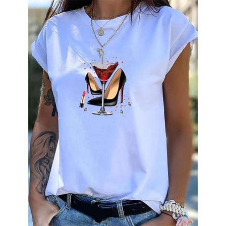 Kortärmad T-shirt Med Rund Hals För Kvinnor