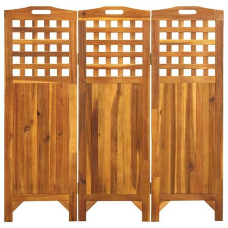 Vidaxl Rumsavdelare 3 Paneler 121x2x120 Cm Massivt Akaciaträ Brun