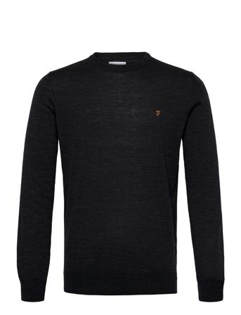 Mullen Merino Wool C Strikkegenser M. Rund Krage Svart Farah